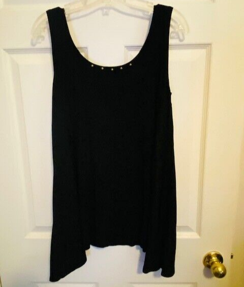 Women's Black Tunic Tank with Gold Studs Size M