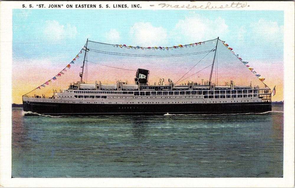 SS St John On Eastern SS Lines, Ships, Transportation, Vintage Postcard