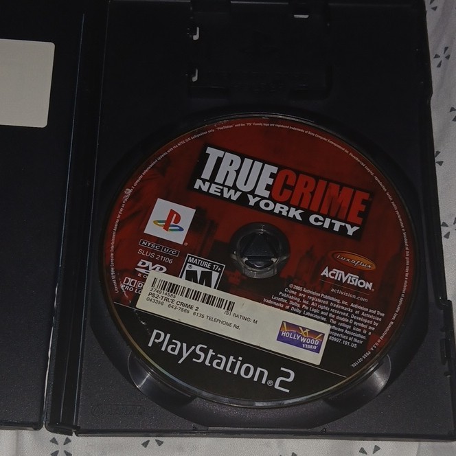 True Crime: New York City Sony PlayStation 2 PS2 Game Disc w/ Case