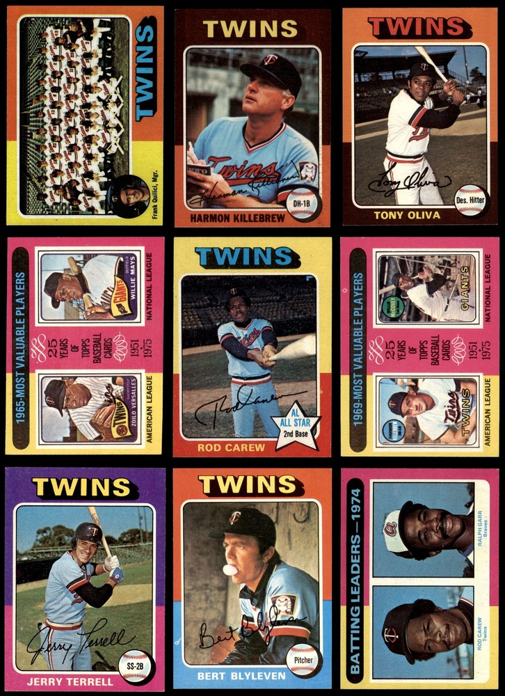 1975 Topps Minnesota Twins Near Team Set 7 - NM 5057226 (25 / 27 cards)