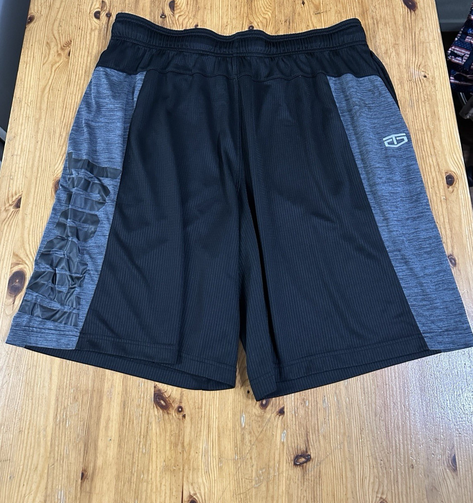 Tapout Men's Gray Black Athletic Shorts size XL Elastic Waist Pockets Gym