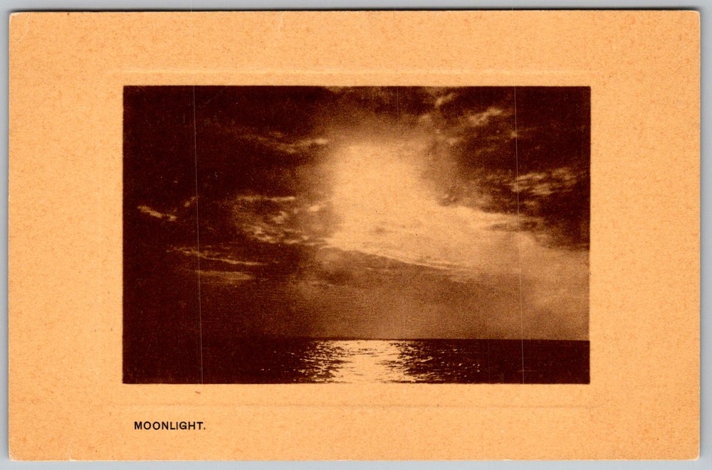 Antique Postcard Moonlight Sea Scene 1910s
