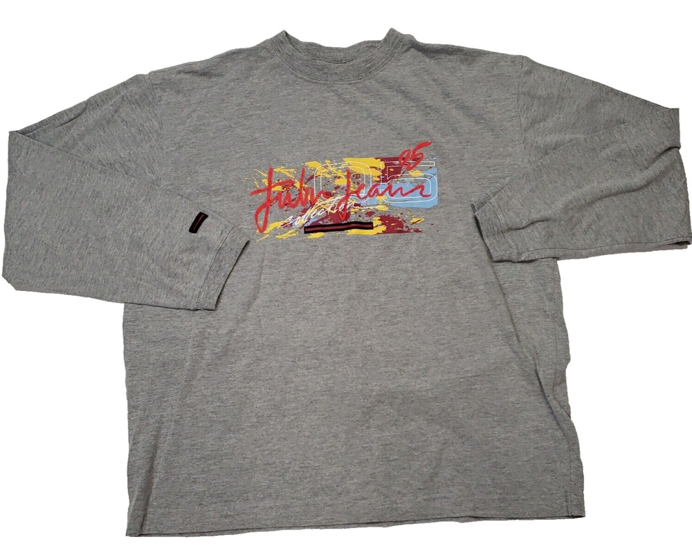 VTG Y2K Fubu The Collection FB Logo Gray Long Sleeve T-Shirt Youth XL 05 EUC