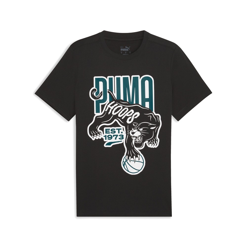 PUMA Winning Shot Graphic Crew Neck Short Sleeve T-Shirt Mens Black Casual Tops