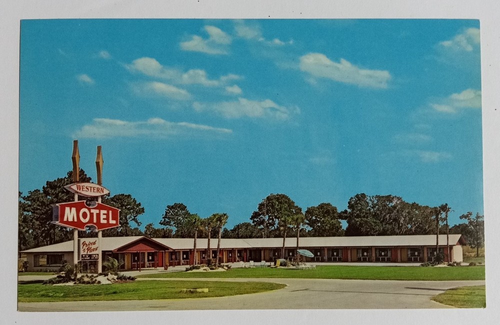 Vintage Western Motel Ocala Florida I-75 US 27 Roadside Postcard Dexter Press