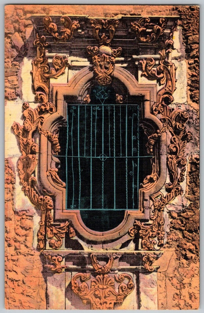 Vtg Postcard San Jose Mission Rose San Antonio, TX 1930s