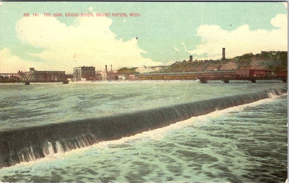 1916, The Dam, GRAND RAPIDS, Michigan Postcard - Will P. Canaan