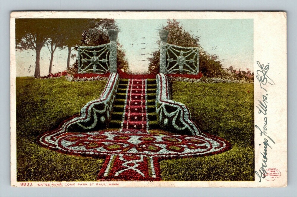 St Paul MN, Gates Ajar, Como Park, Minnesota c1906 Vintage Postcard
