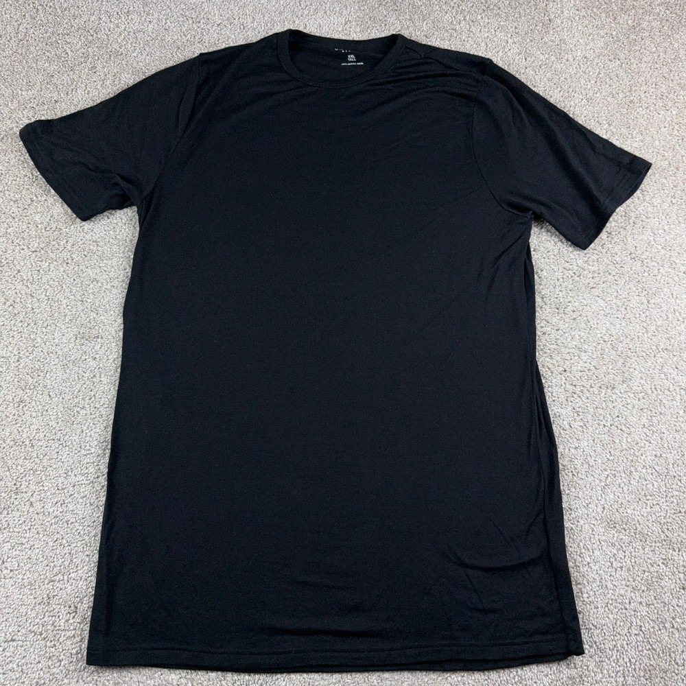 Unbound Merino Shirt Mens XXL 2XL Tall Black Wool Crew Neck Short Sleeve Knit