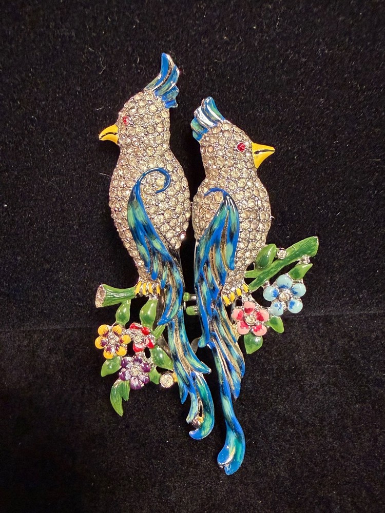 Vtg CORO Duette - Calopsitta / Birds of Paradise - Fur, Coat, or Dress Clips