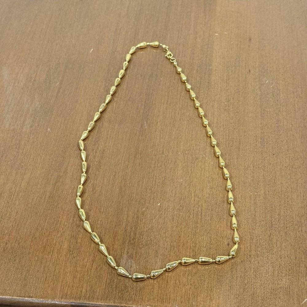 Vintage Monet Signed Necklace Tear Drop Raindrop Bead Chain Gold Tone Classic