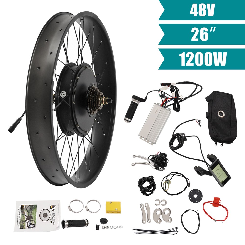 26-inch 1200W Fat Tire E-Bike Rear Wheel Conversion Kit with LCD Display