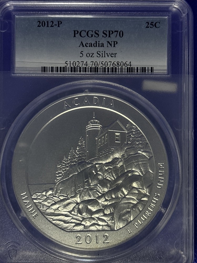 2012-P Acadia National Park 5 Oz Silver ATB PCGS SP70 *326 POP-image