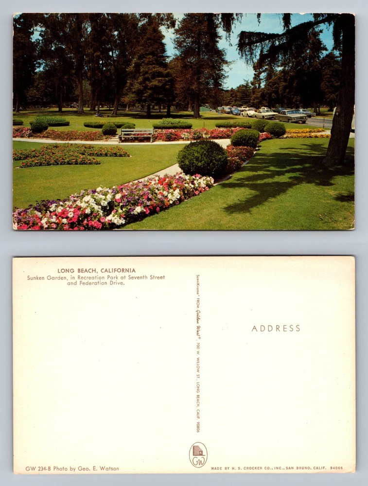 Long Beach, CA-California, Sunken Garden Rec Park PC Vintage Postcard