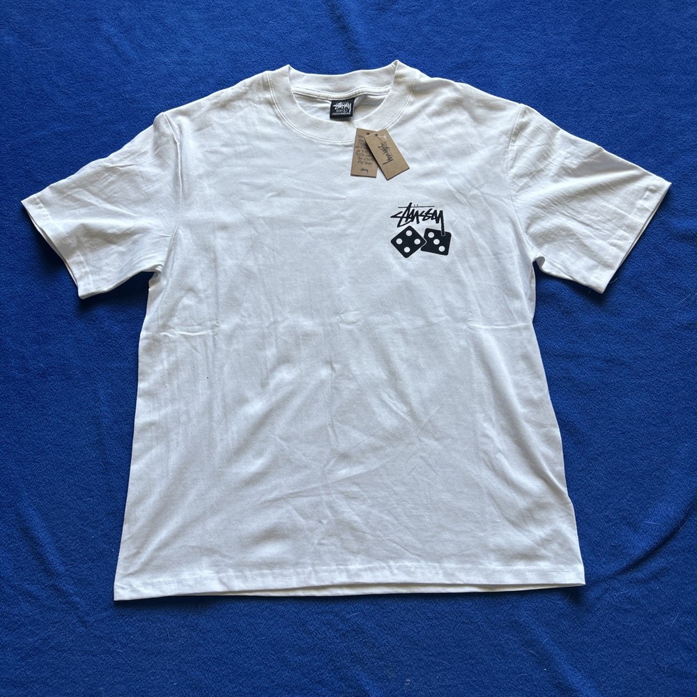 Stussy Dice White Tee Classic Streetwear Size LARGE