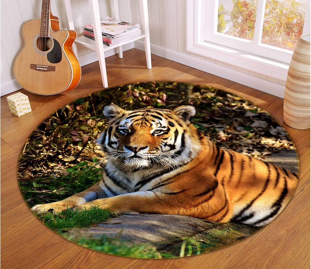 3D Forest Tiger AHO186971 Animal Non Slip Rug Mat Elegant Photo Carpet Romy