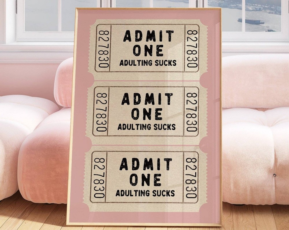 Trendy Wall Art Print Retro Good Times Ticket Print Retro Pink Cream Aesthetic