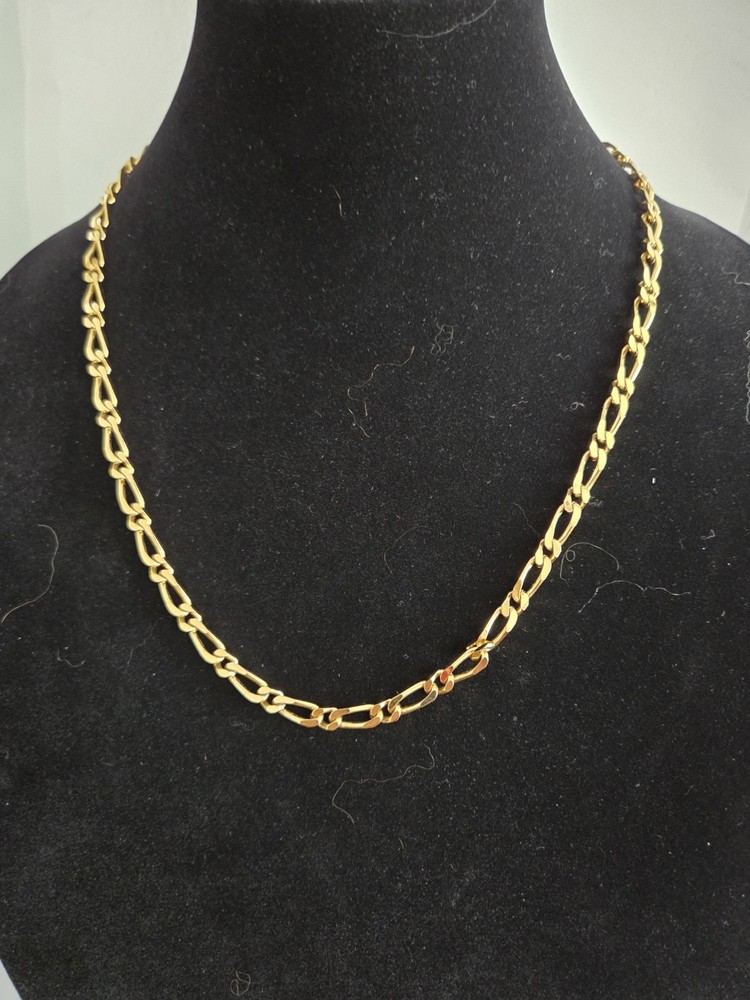 VINTAGE MONET NECKLACE Figaro Chain Link Gold Tone 24