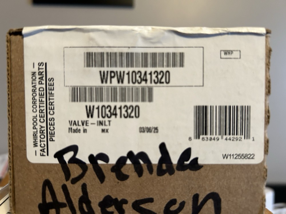 New OEM Whirlpool Refrigerator Water Valve WPW10341320
