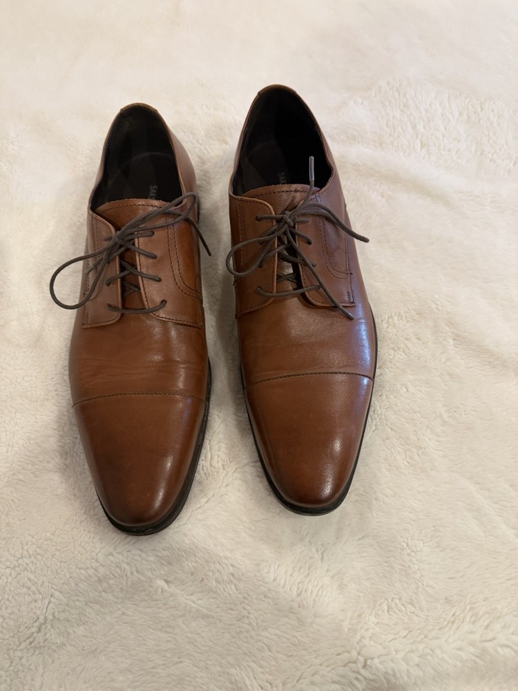 Saks Fifth Avenue Brown Leather Oxford Dress Shoes Men’s 11 Cap Toe Lace-Up