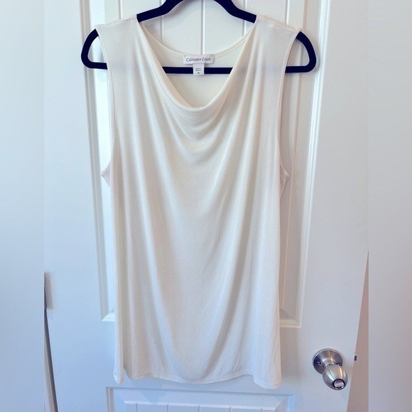 Coldwater Creek Women Cream Cowl Neck Sleeveless Tank Top Ivory Size M 30254
