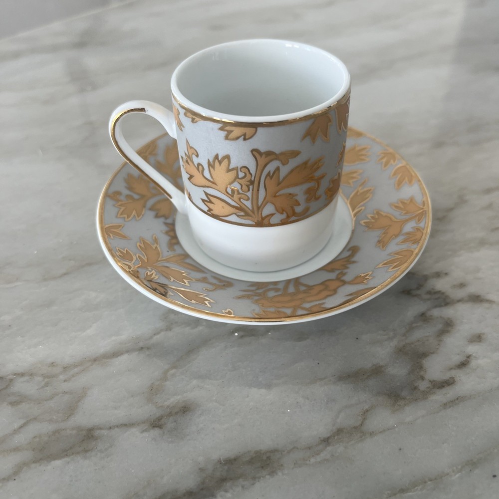 Formalities Demitasse Cup & Saucer by Baum Brothers (2)  10K Gold Trim 2.25