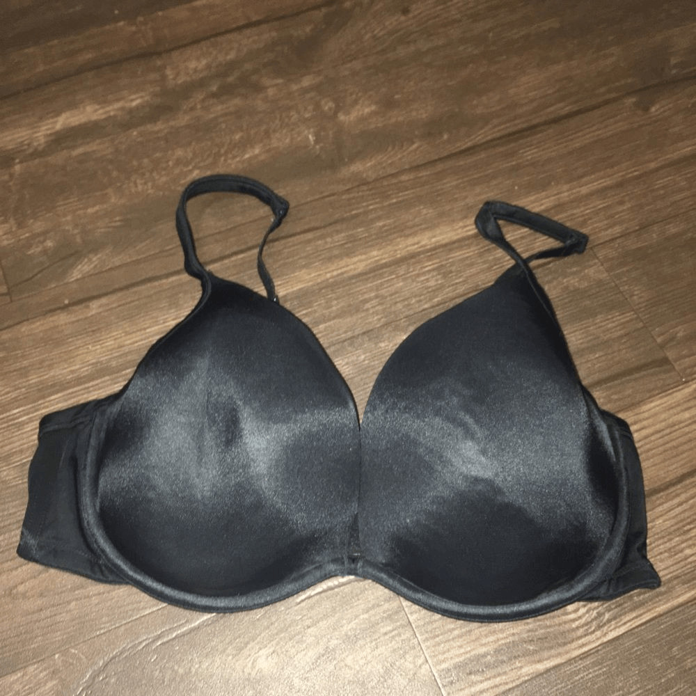 Cacique 40D black satiny full figure full coverage bra