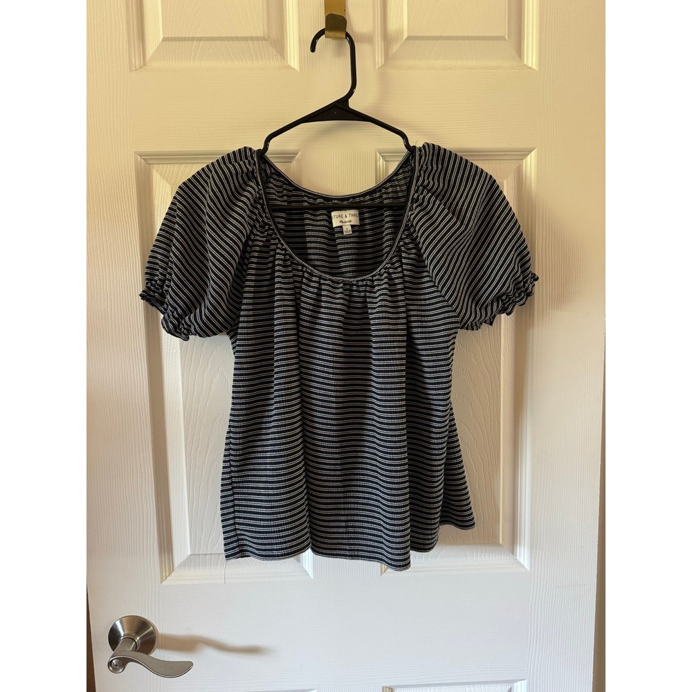 Texture & Thread Peasant Top in Stripe Size Small