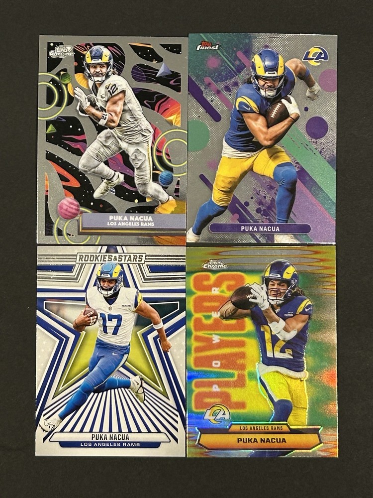 2025 Topps🪐Cosmic Chrome-Finest-Panini Puka Nacua Los Angeles Rams 4 Card Lot