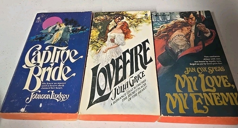Lot of 3 Historical Romance Paperback Vintage Avon 1970s Novels 1st Ed Red Edge