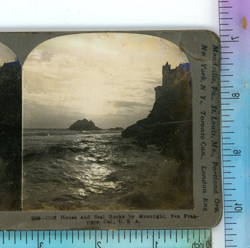 San Francisco CA Cliff House Seal Rocks Keystone Stereoview