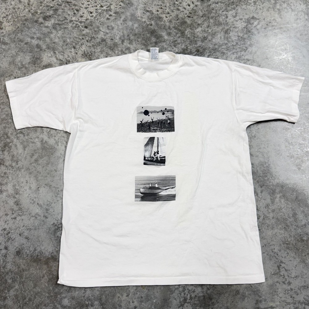 Vintage Gap Shirt Mens Medium White Nautical Boat Sailing Graphic Tee USA 90s