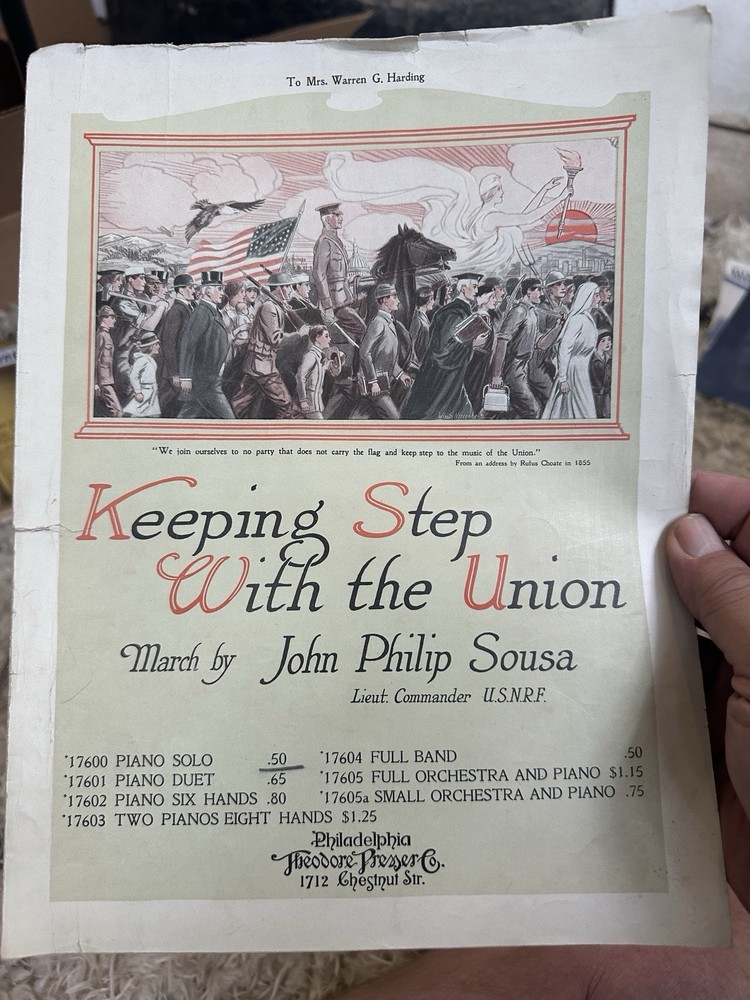 M 1923 John Sousa Sheet Music KEEPING STEP WITH THE UNION