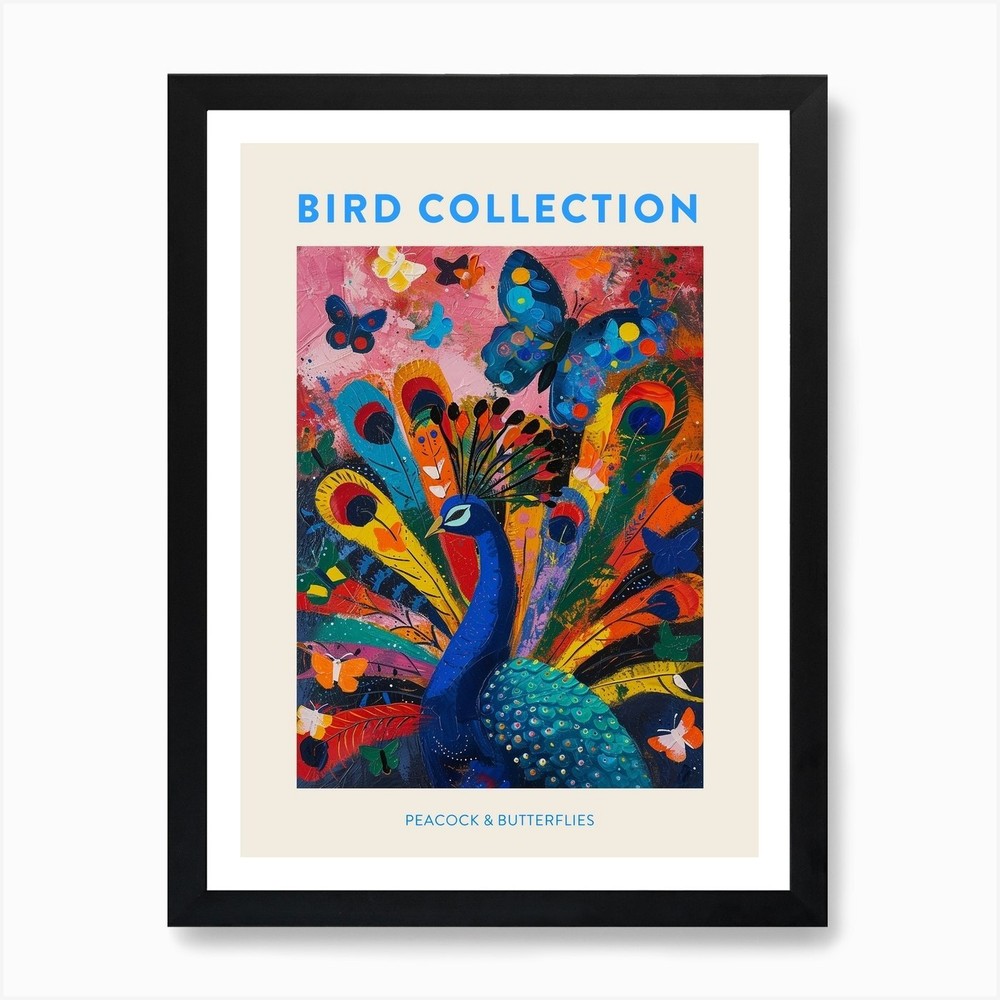 Peacock Colour Pop Butterflies Post Framed Wall Art Poster Canvas Print Picture