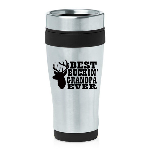 16 oz Travel Coffee Mug Best Buckin Grandpa Ever Grandfather
