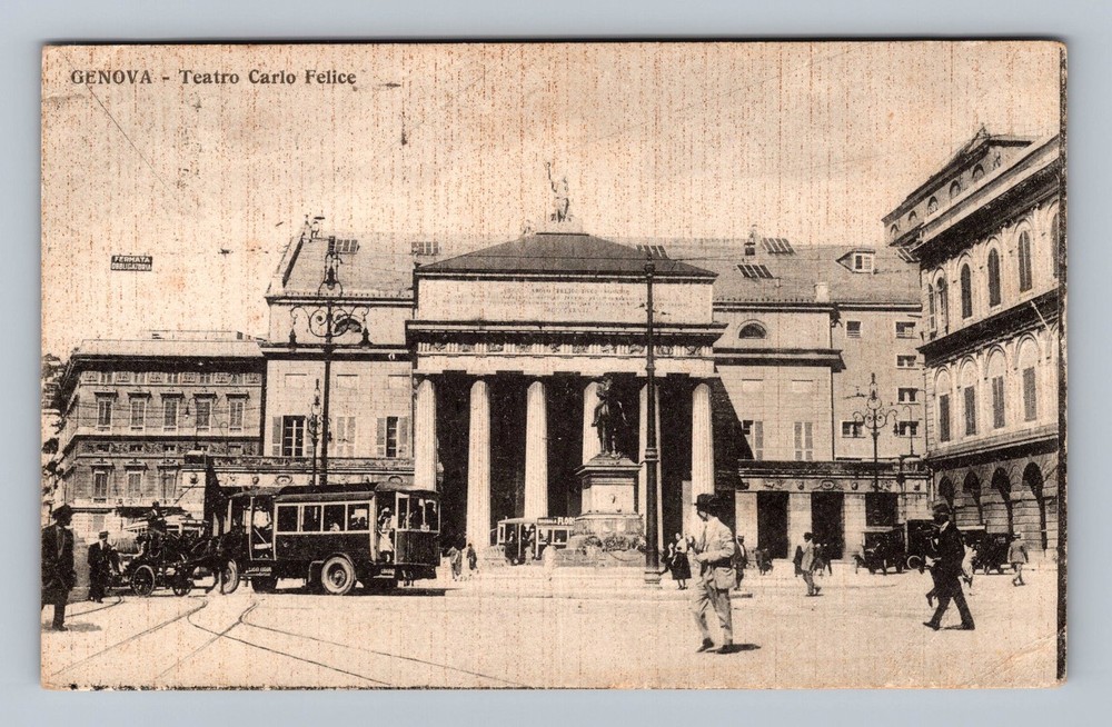 Italy- Genoa Carlo Felice Theater Standard Souvenir Postal Old Vintage Postcard