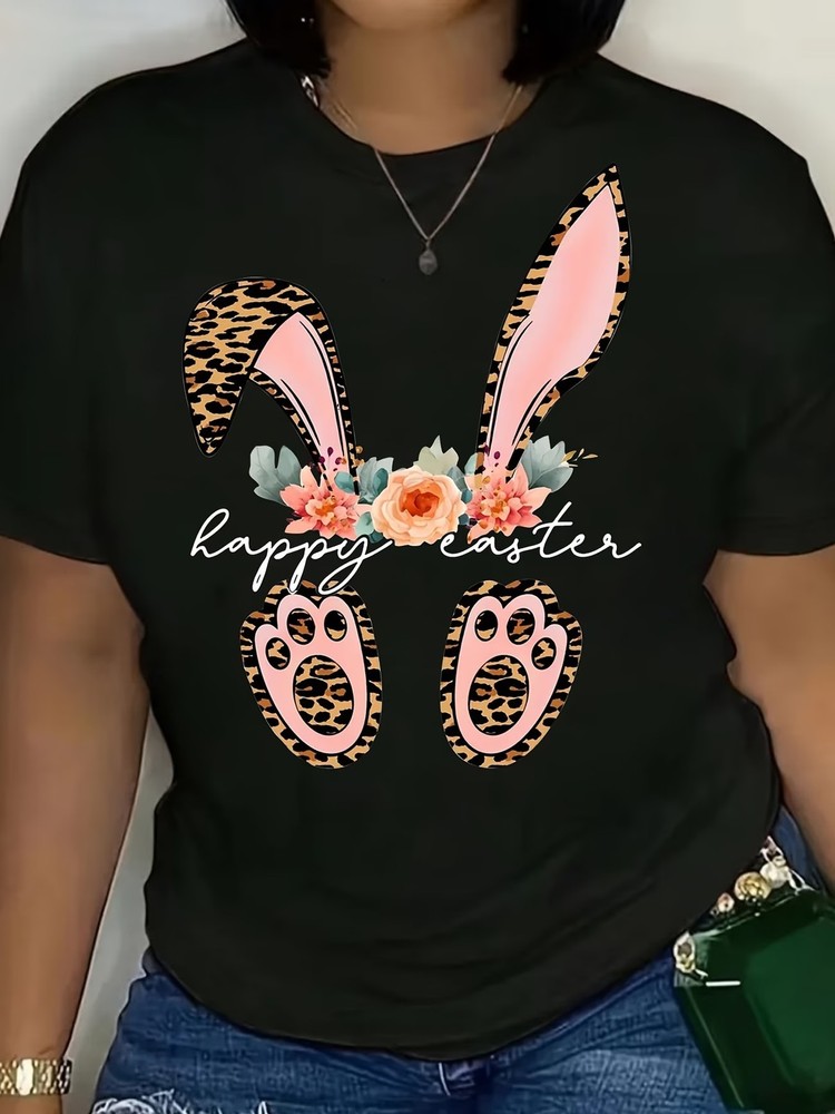 Easter Bunny Floral Graphic T-Shirt