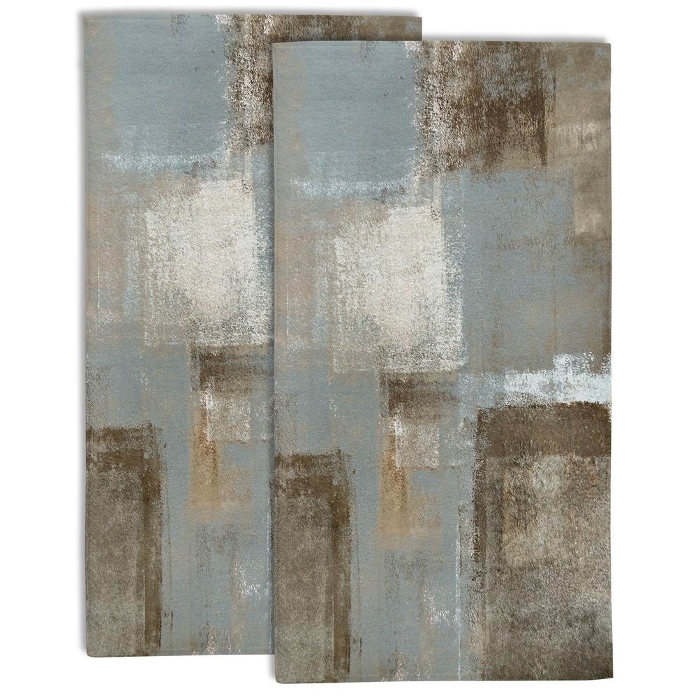 Grey and Brown Abstract Oil Art Bathroom Hand Towel Set of 2-image