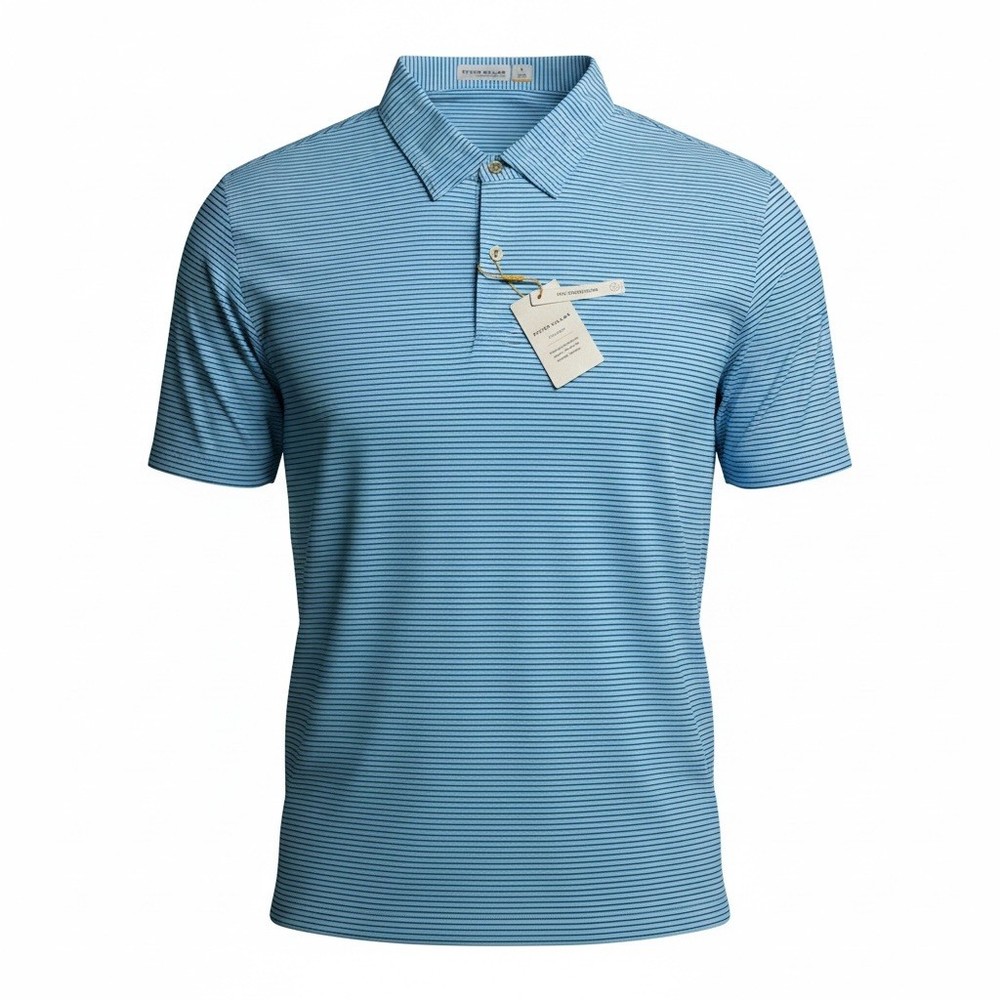 NEW Peter Millar Golf Men’s Med Evening Tide Featherweight Performance Polo Blue