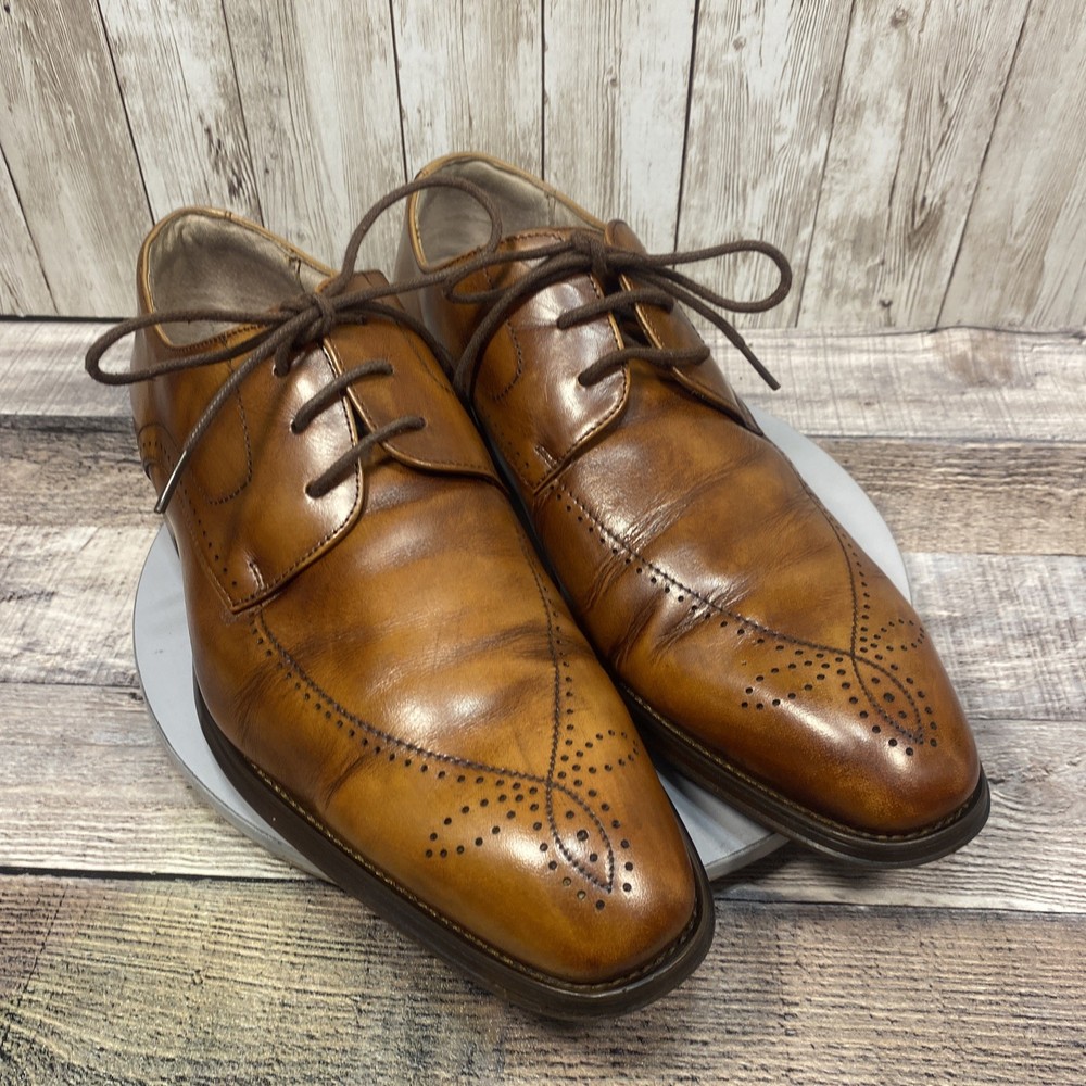 Stacy Adams Mens Dress Shoes Brown Patina Leather Derby Size 8.5 M