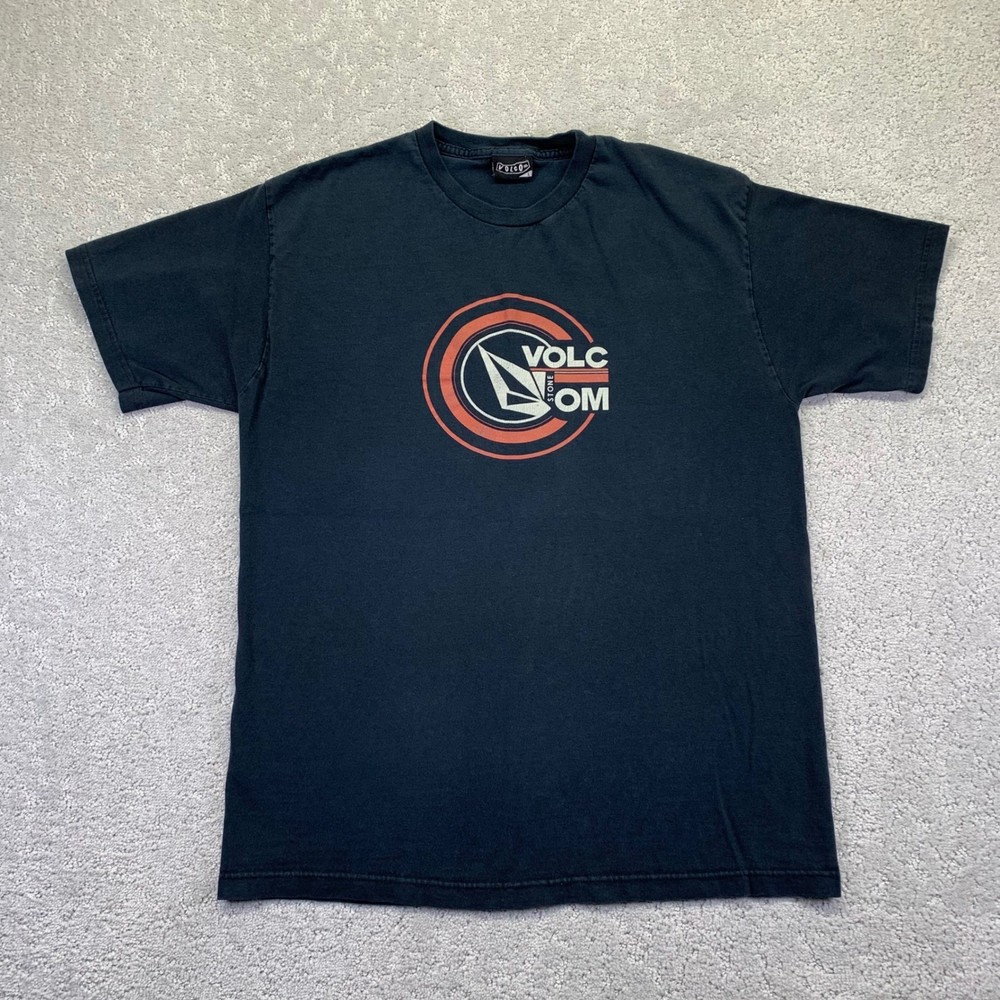 Y2k Volcom Mens T Shirt Size Large Black Short Sleeve Graphic Tee Skate Surf