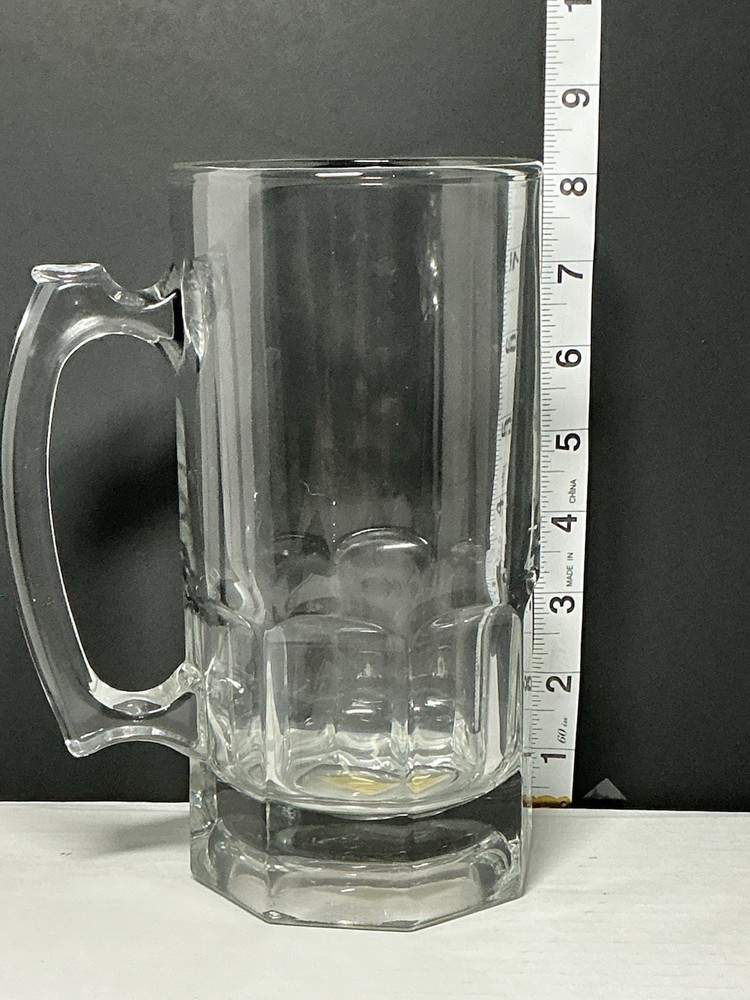Vintage Heavy Glass Beer Mug Tankard Clear Tavern Style 3 lb Barware