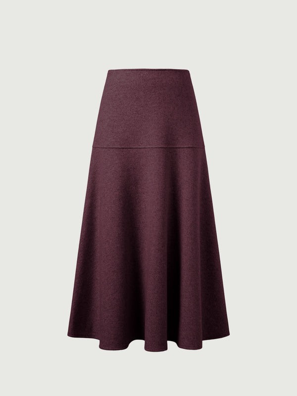 OGL Warm Cozy CashSoft Wool-like Flared Maxi Skirt Heather Plum Red PXL Fleece