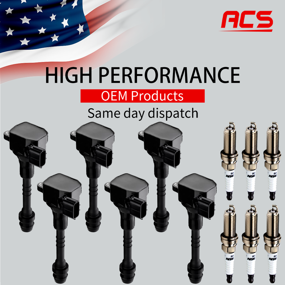 6X OEM Ignition Coil Set with Iridium Spark Plugs for Nissan Frontier Quest Xterra UF349