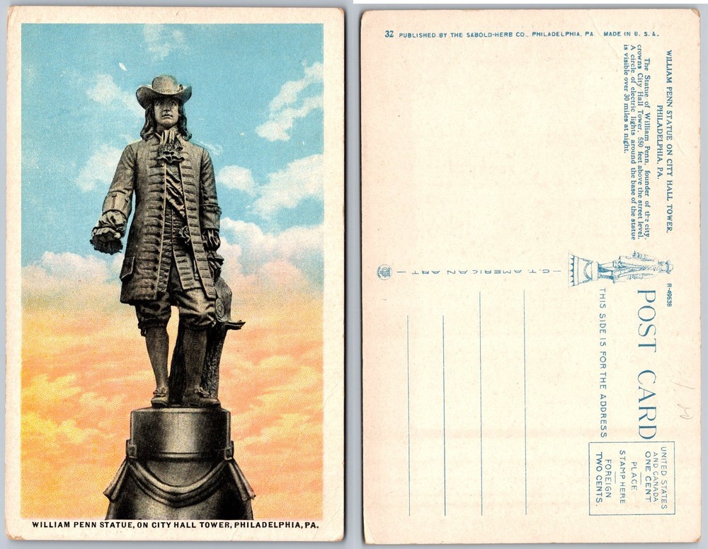 William Penn Statue Philadelphia PA Postcard