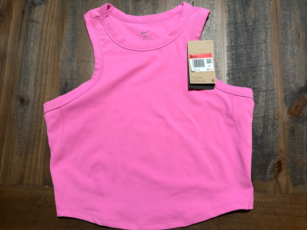 Nike One Fitted Women's Dri-FIT Cropped Tank Top Playful Pink Size Large