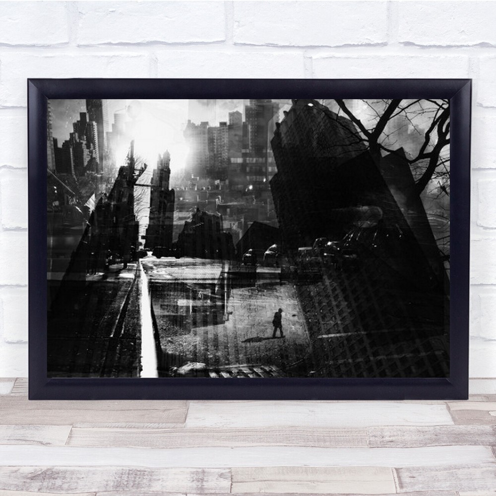 New York Gutter Nyc USA Person Figure Dark City Urban Wall Art Print