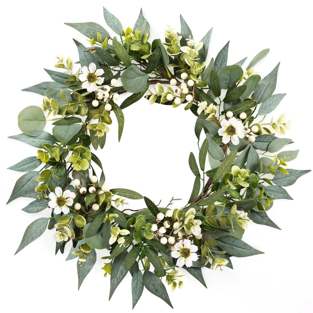Artgar 22 Inch Eucalyptus Spring Wreath for Front Door Artificial Easter Decor