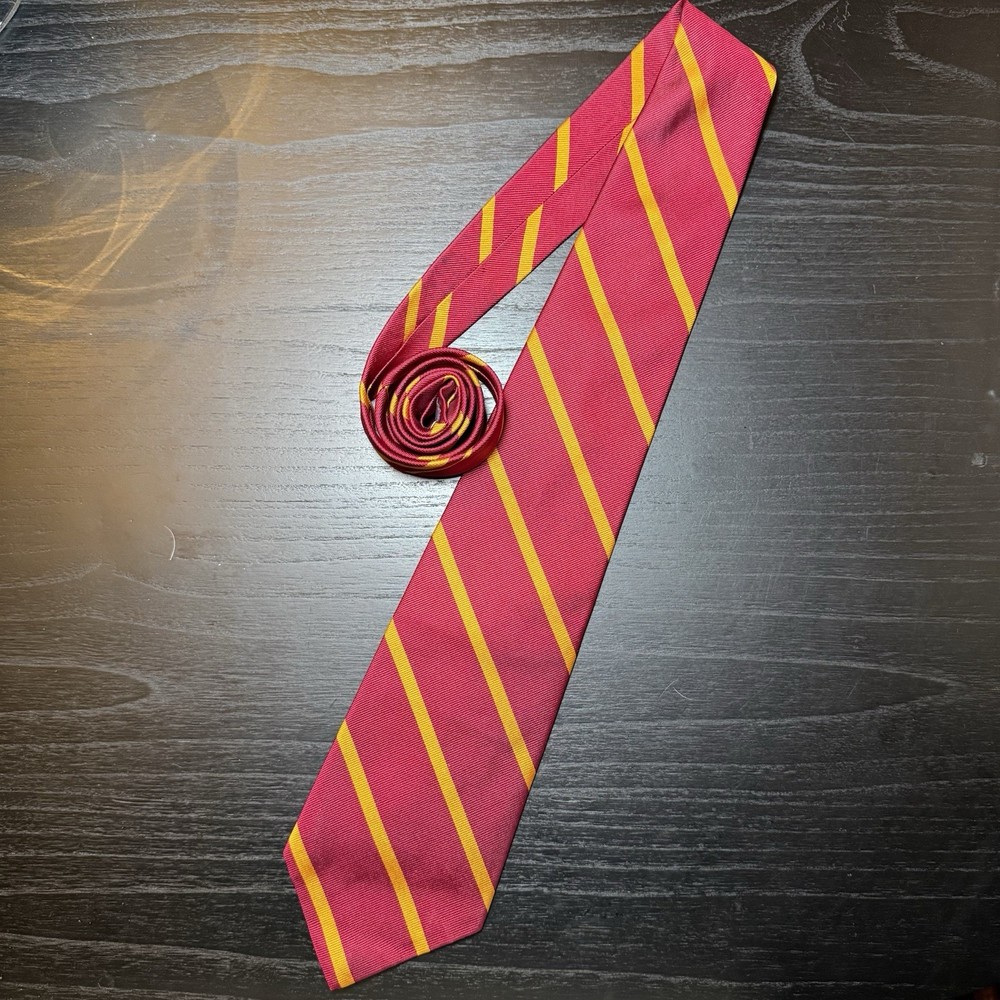 Abercrombie & Fitch Co. Vintage Red Striped Neck Tie 100% Silk Gold Formal