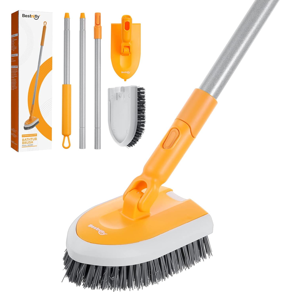 Shower Scrubber for Cleaning,  Bathroom Scrub Brush with 42'' Extendable Long Ha
